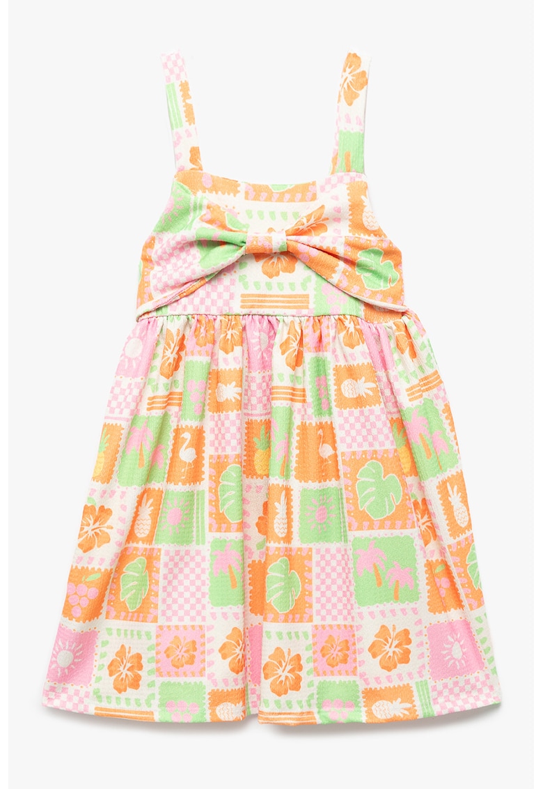 Rochie cu aplicatie funda si model tropical