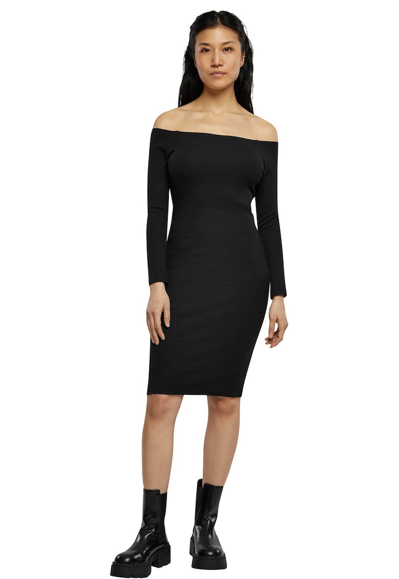 Rochie bodycon cu decolteu pe umar - Negru