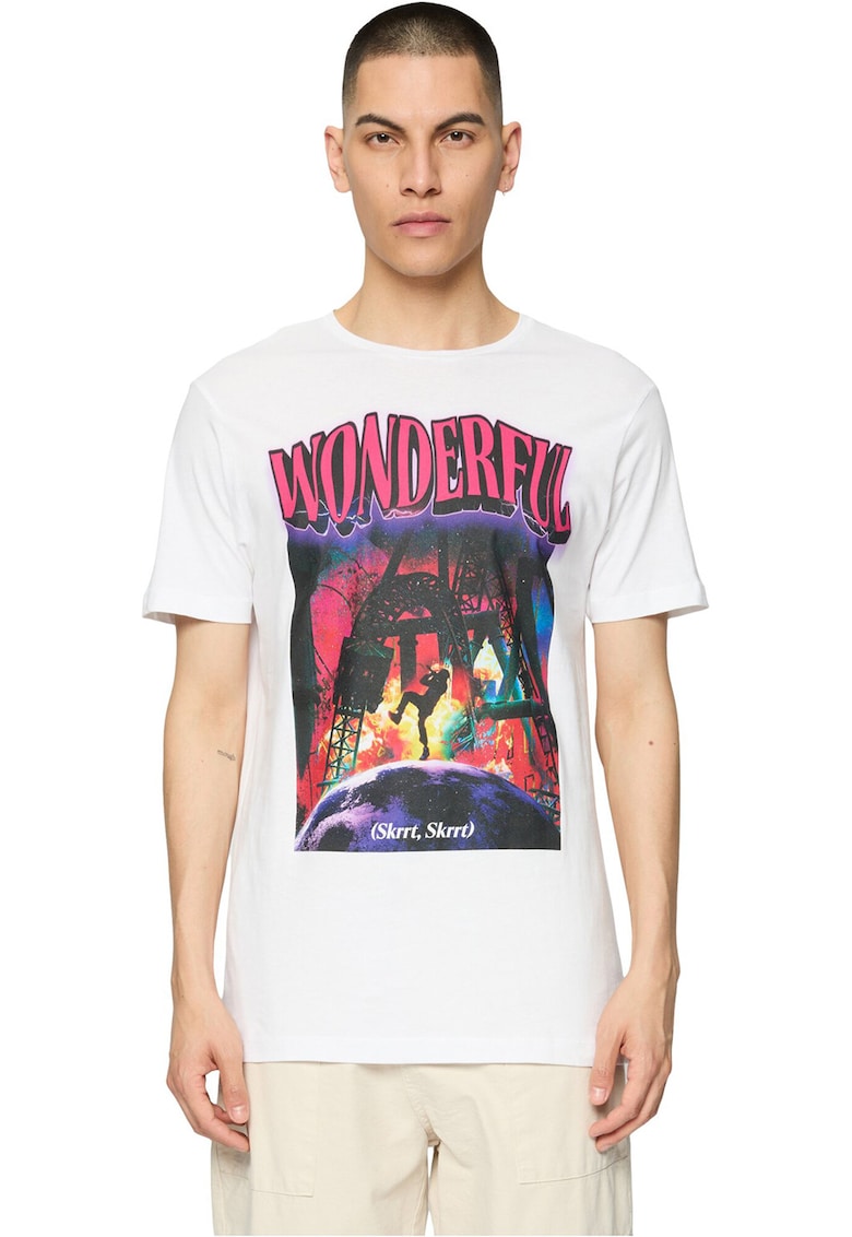 Tricou de bumbac cu imprimeu grafic - Alb