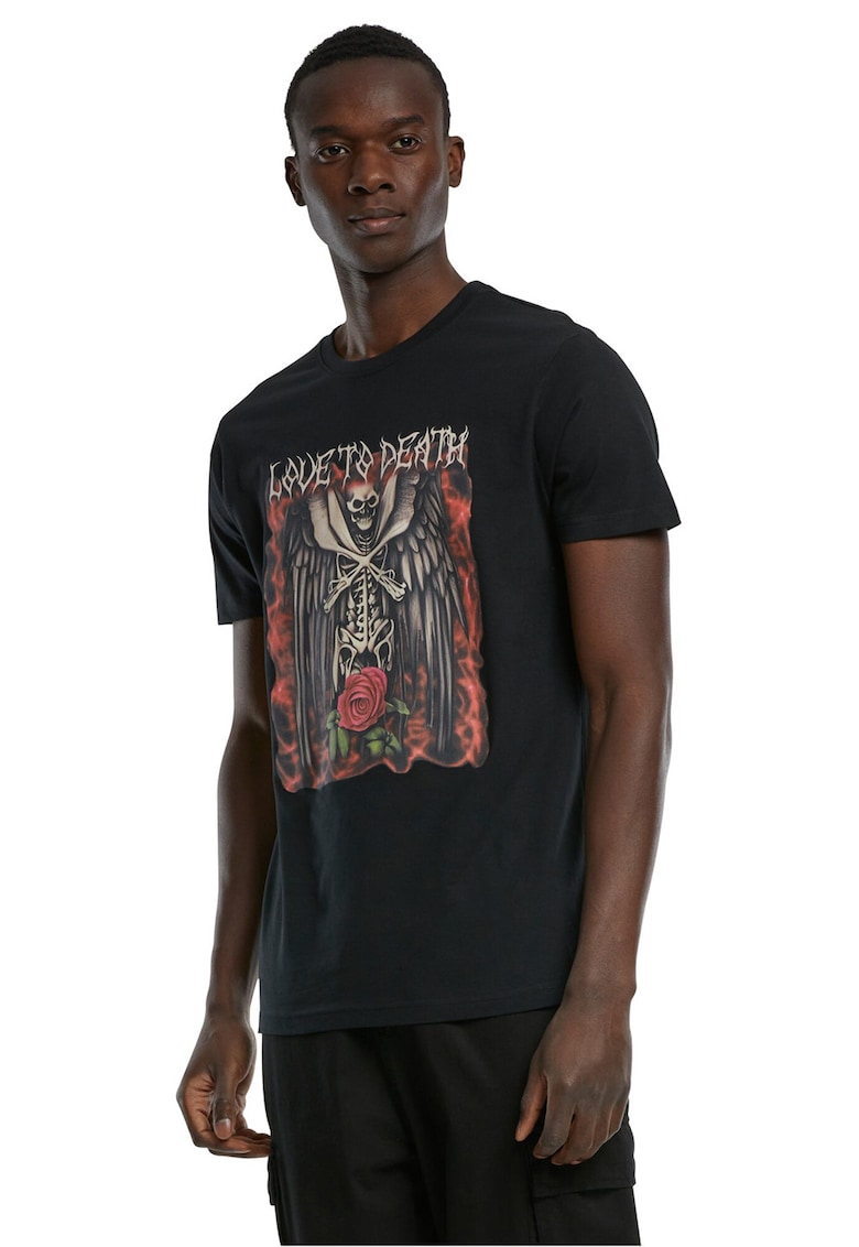 Tricou de bumbac cu imprimeu grafic - Negru