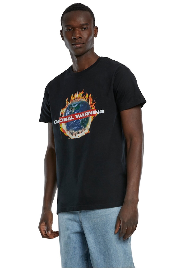 Tricou de bumbac cu imprimeu grafic - Negru