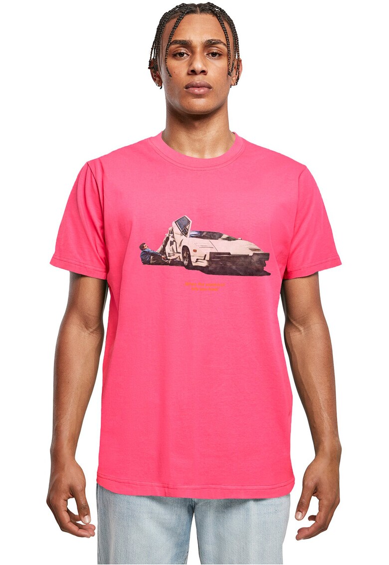 Tricou din bumbac cu imprimeu grafic - Roz aprins