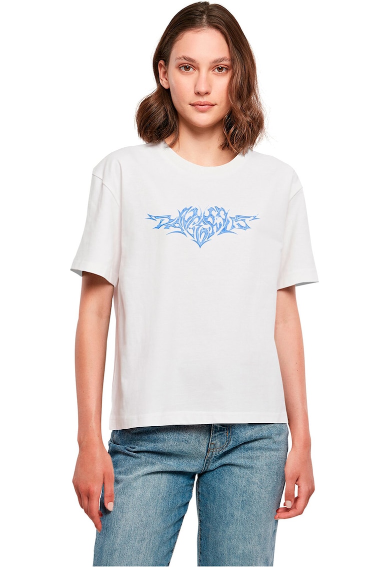 Tricou de bumbac cu imprimeu tribal - Alb/Albastru royal