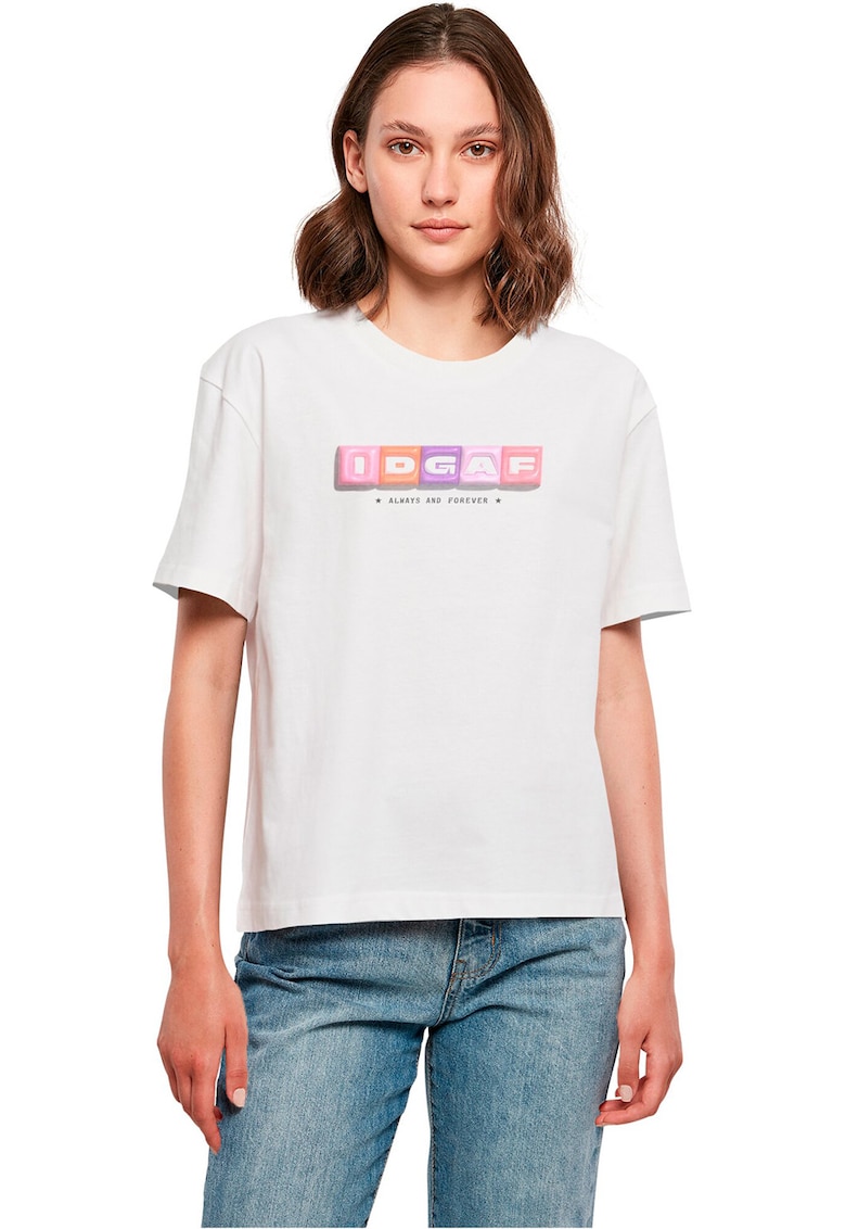 Tricou de bumbac cu text - Alb/Violet