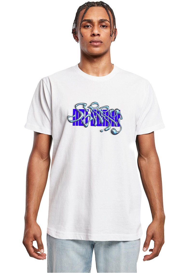 Tricou de bumbac cu text - Alb/Albastru royal