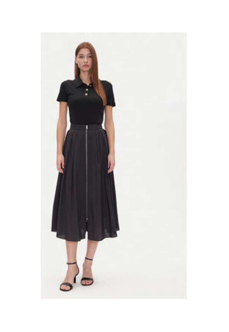 Fusta midi evazata - P5AN7A13 - neagra - 100% poliester