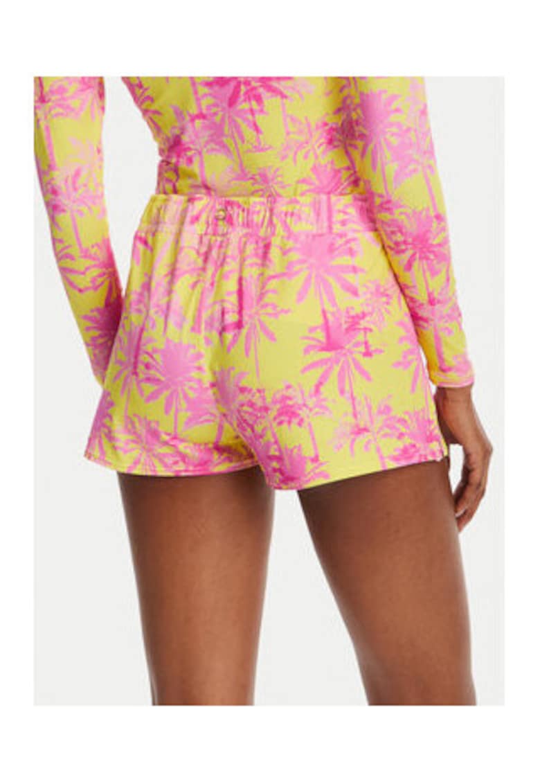 Pantaloni scurti de baie dama -  poliamida/elastan - galben/roz