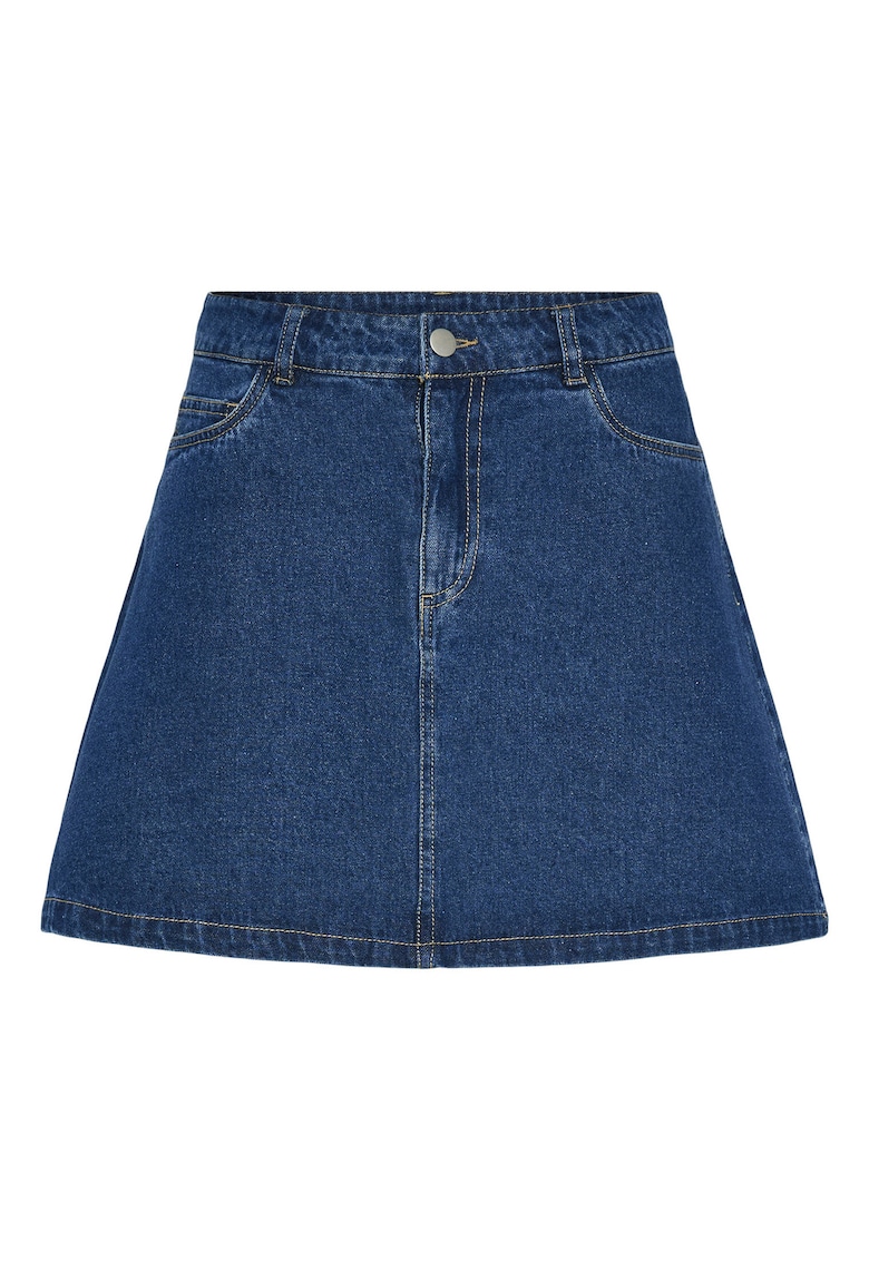 Fusta denim albastru - bumbac - viscoza - poliester