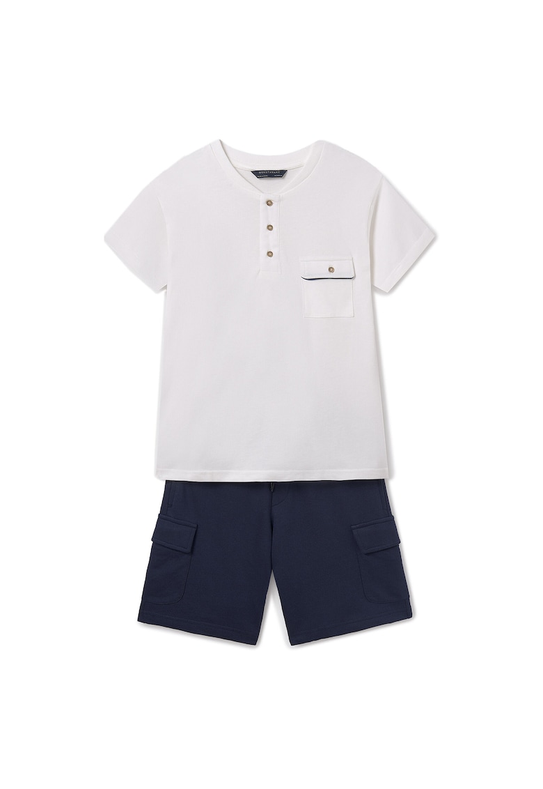 Set tricou si pantaloni scurti baieti 6676 - Bumbac - Bleumarin - Bleumarin