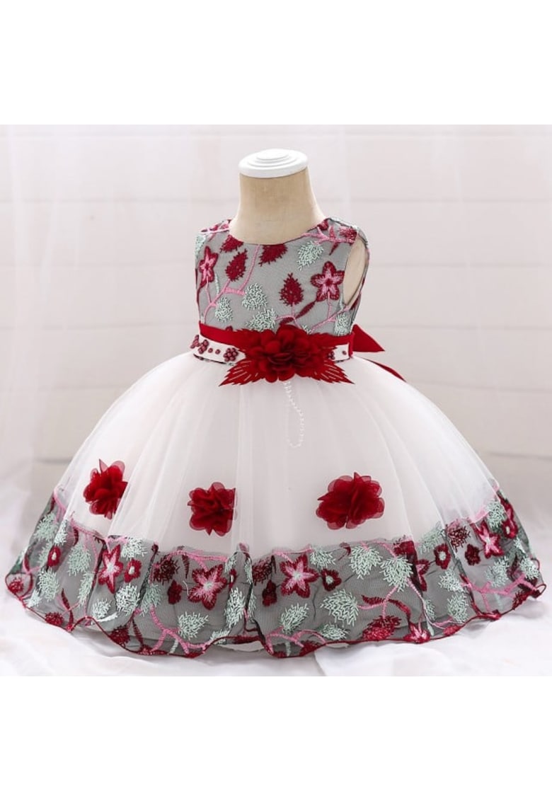 Rochie Ocazie Model AL 11680 cu broderie visinie - 3-6 luni -