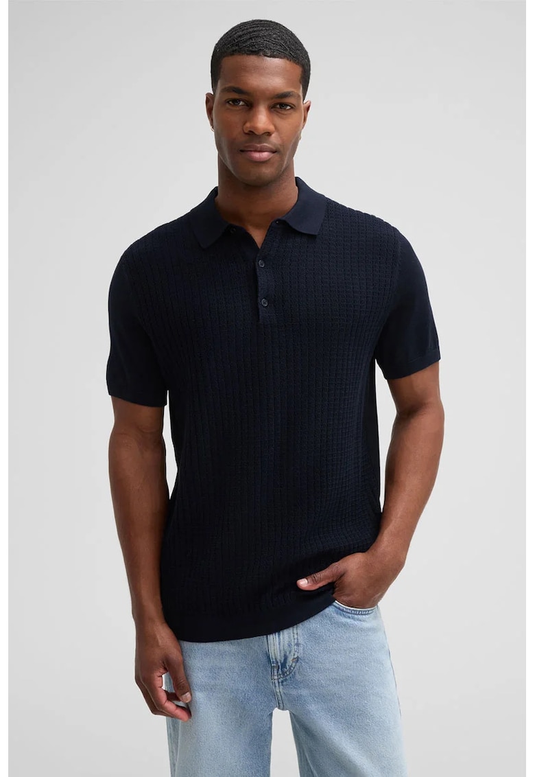 Tricou polo cu inchidere prin nasturi 30045707 - Albastru inchis