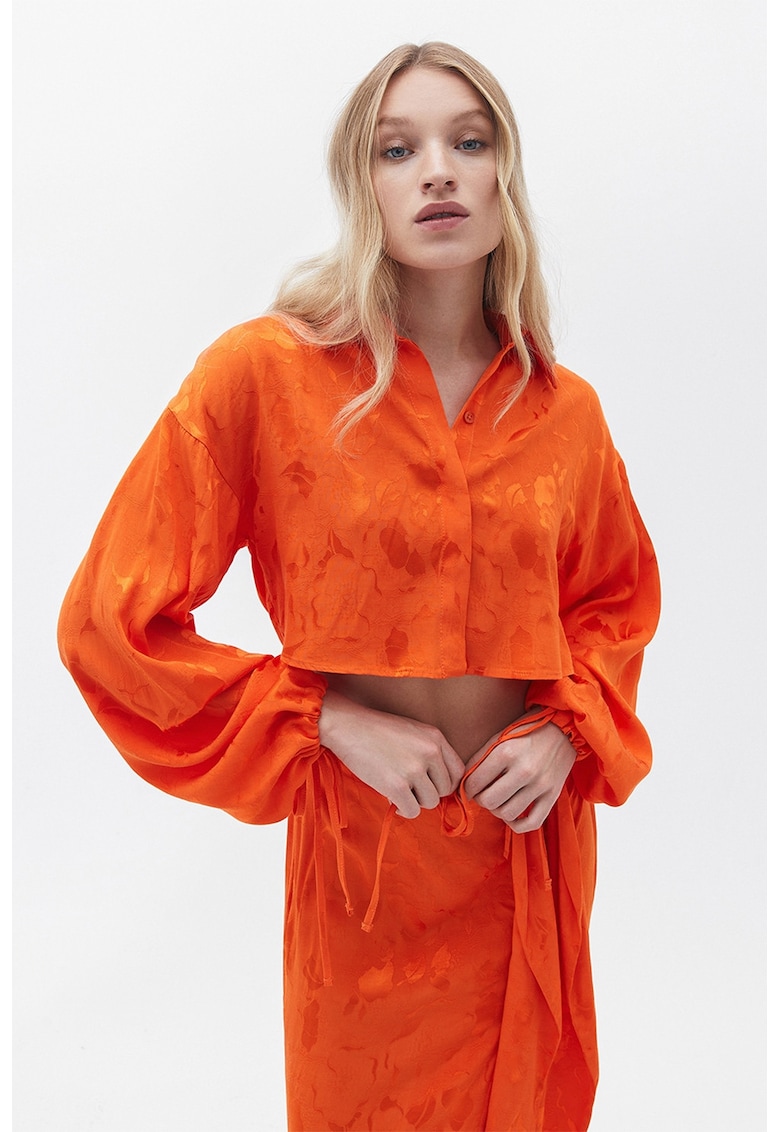 Camasa crop cu maneci cazute