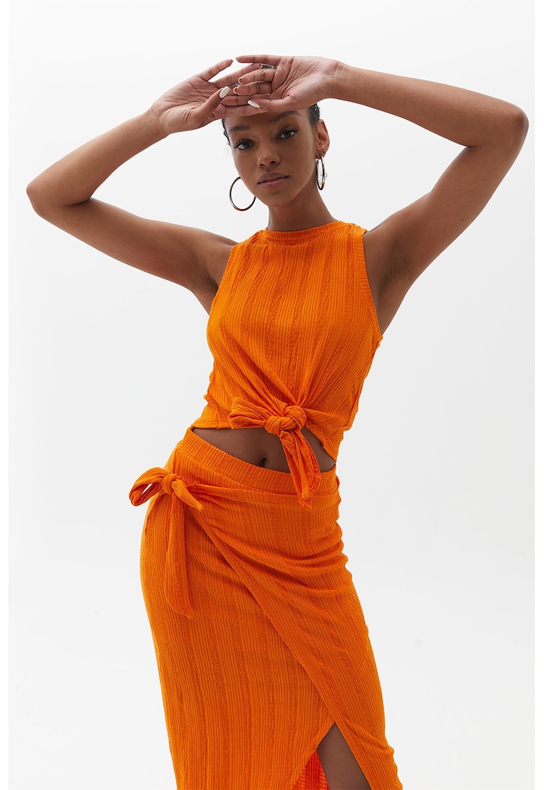 Top cu nod frontal - Portocaliu mandarina