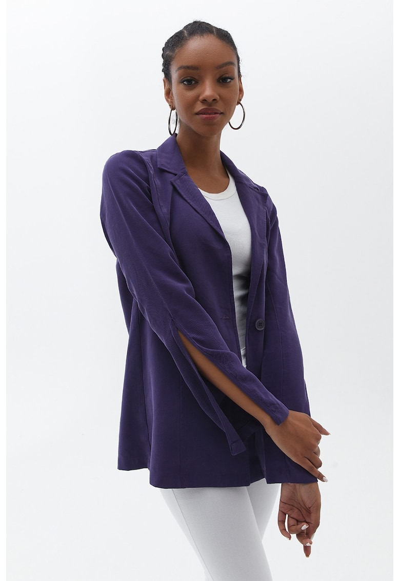 Sacou uni regular fit - Albastru indigo