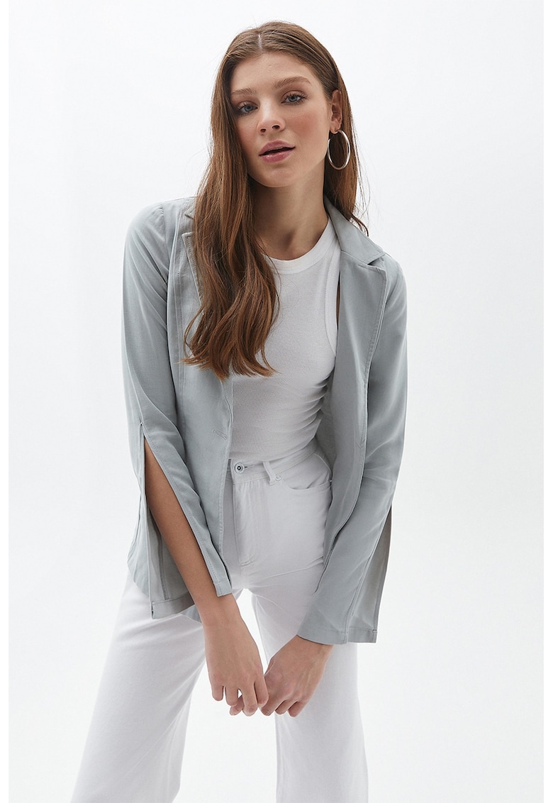 Sacou uni regular fit - Gri deschis