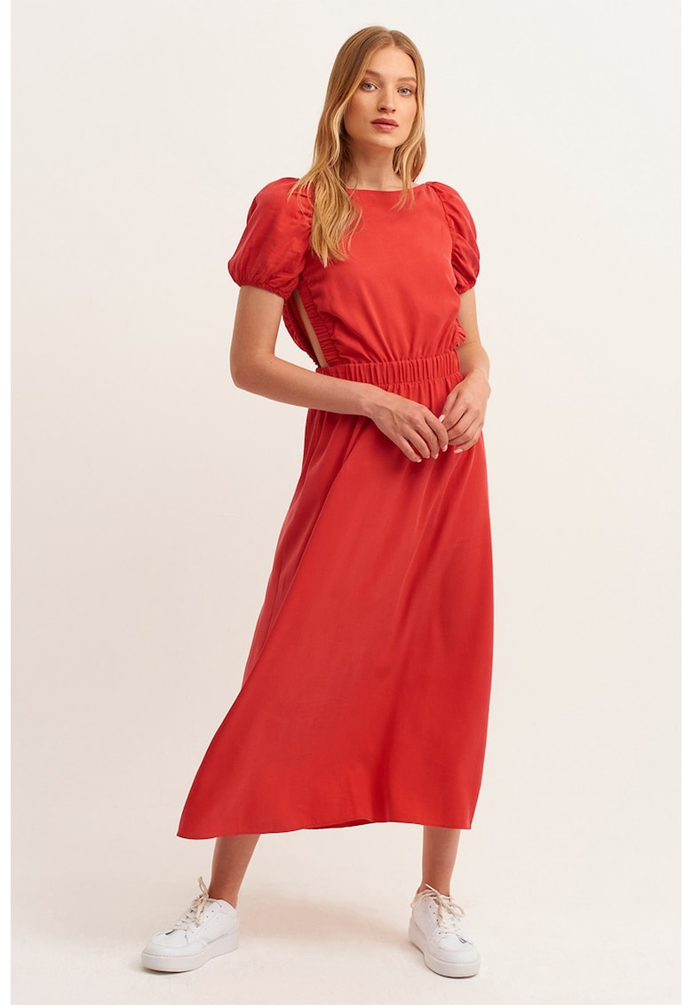 Rochie din amestec de lyocell cu maneci bufante