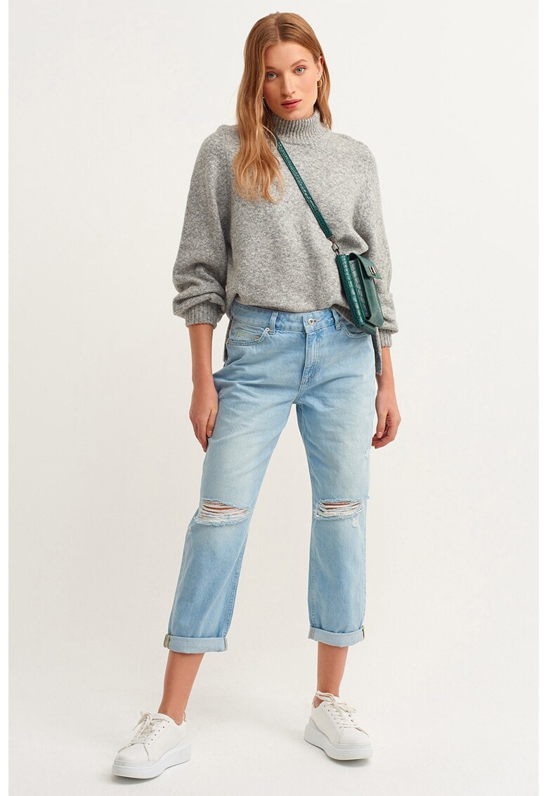 Blugi crop drepti - Albastru deschis