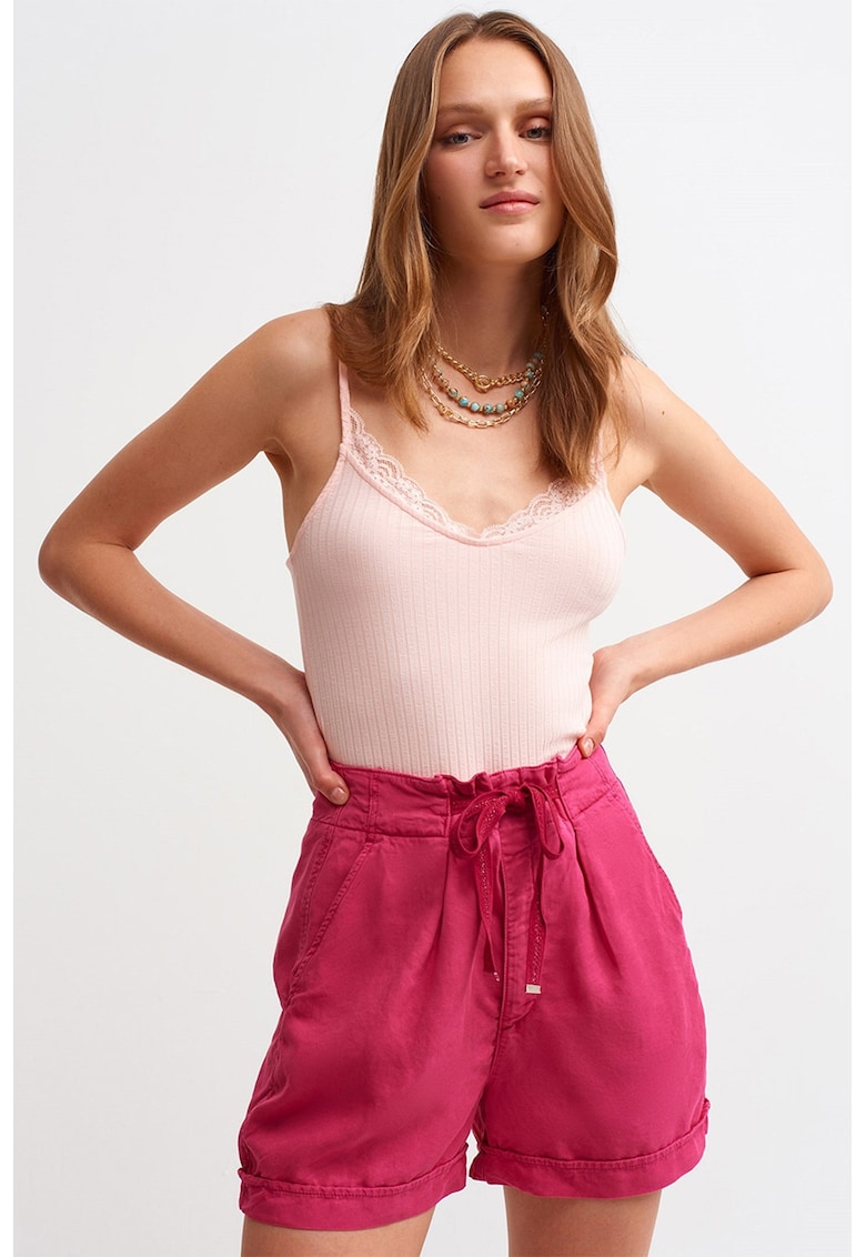 Pantaloni scurti din lyocell cu talie inalta