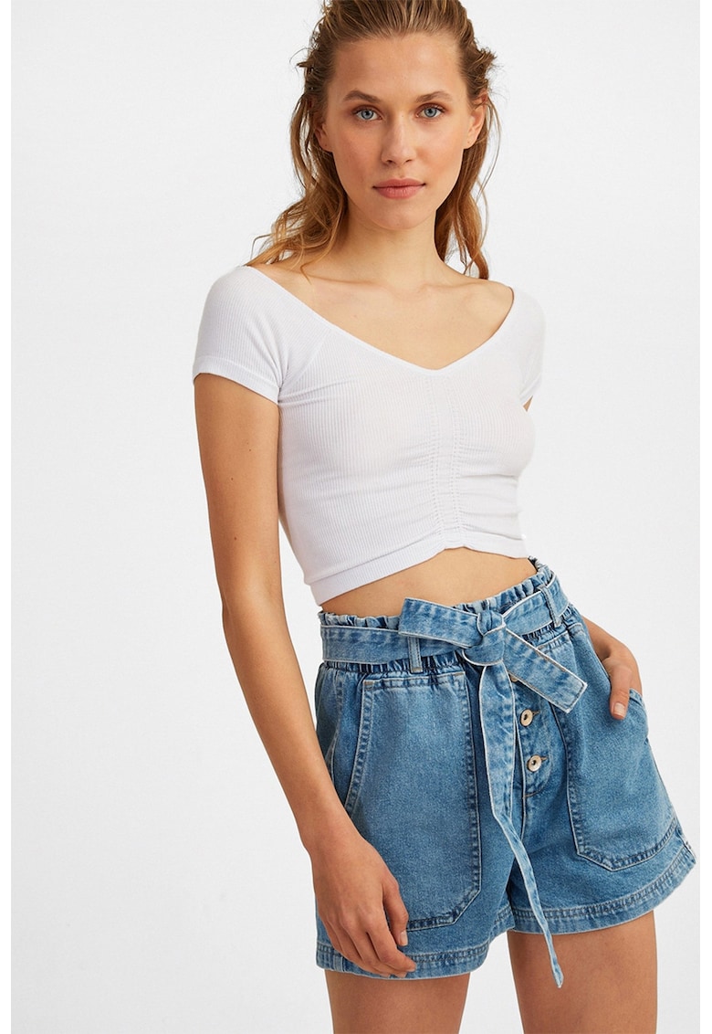 Tricou crop din amestec de modal