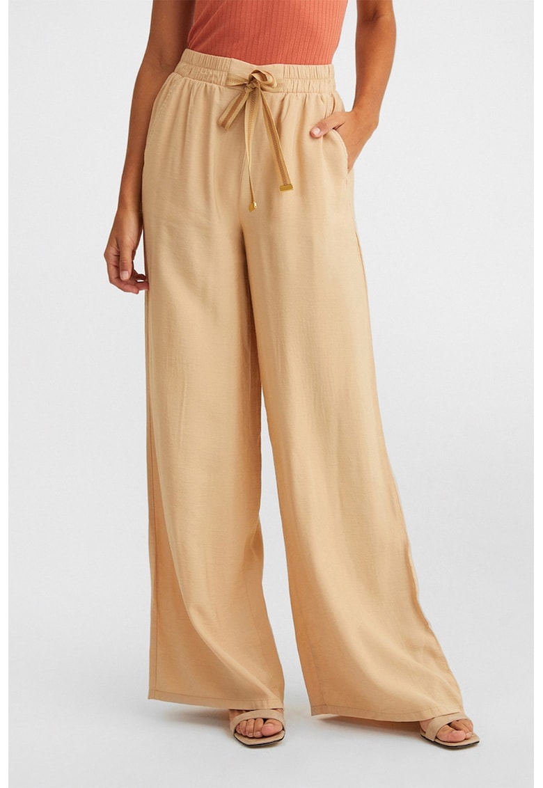 Pantaloni evazati cu talie inalta cu snur in talie Pantaloni evazati cu talie inalta cu snur in talie