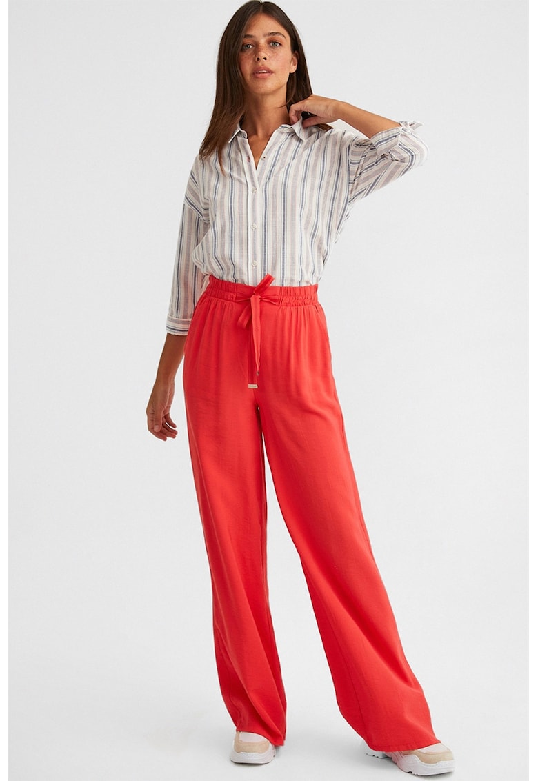 Pantaloni evazati cu talie inalta cu snur in talie Pantaloni evazati cu talie inalta cu snur in talie