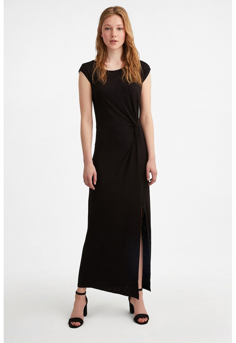 Rochie maxi cu slit lateral si fronseuri