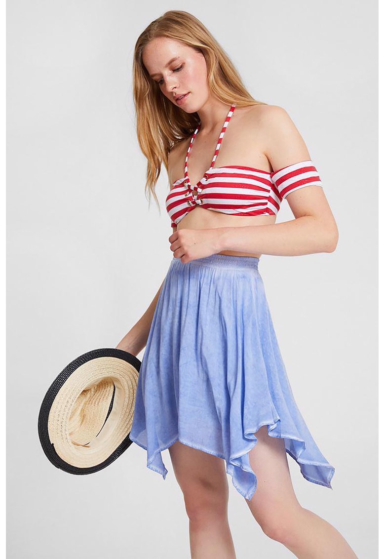 Fusta scurta asimetrica cu talie inalta