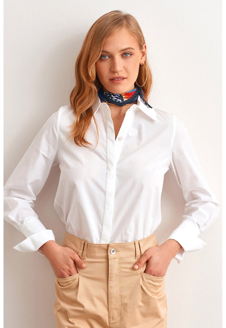 Camasa de bumbac cu inchidere ascunsa