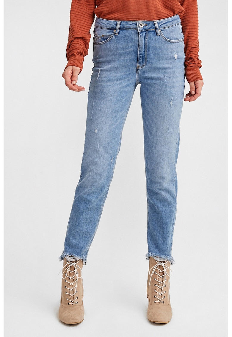 Blugi crop cu aspect decolorat