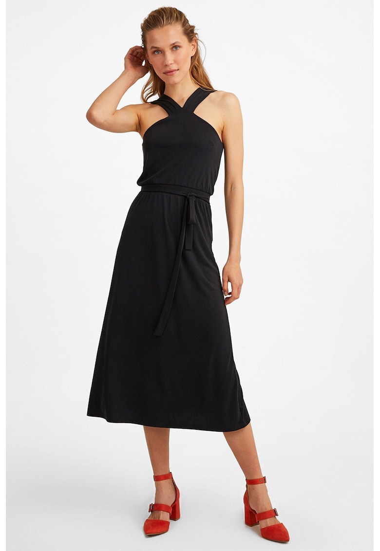 Rochie midi halter - Negru