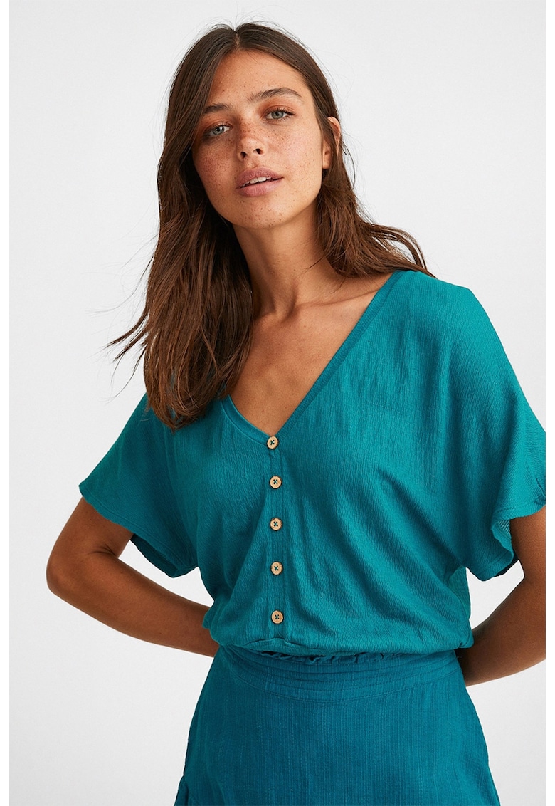 Bluza crop lejera - Albastru petrol