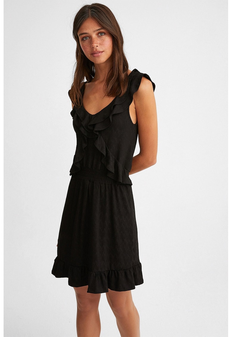 Rochie scurta cu decolteu in V si volane