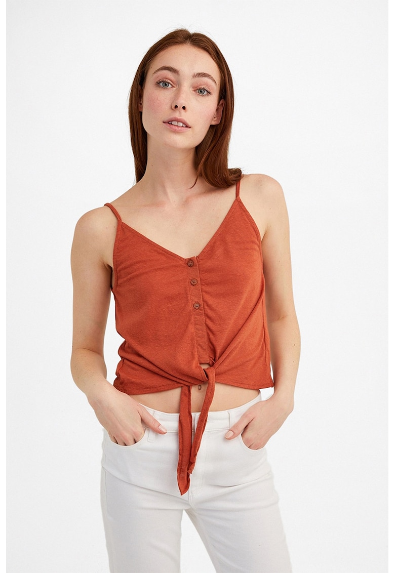 Top cu decolteu in V si snururi