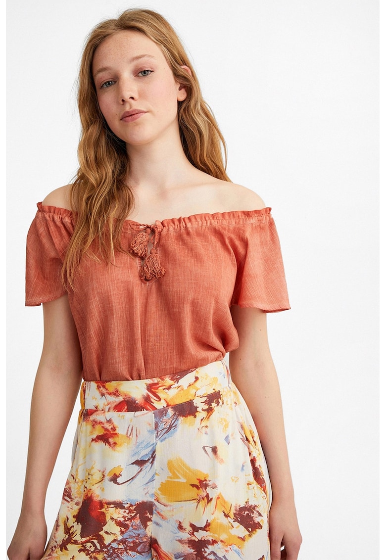 Bluza din bumbac cu decolteu pe umeri