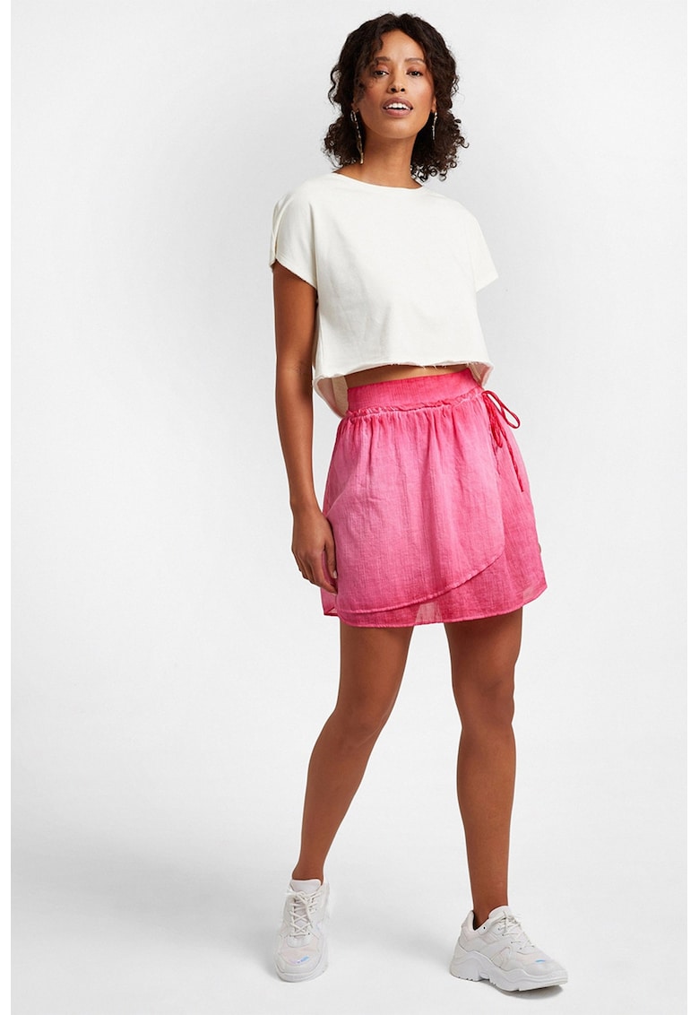 Fusta scurta din bumbac cu talie inalta