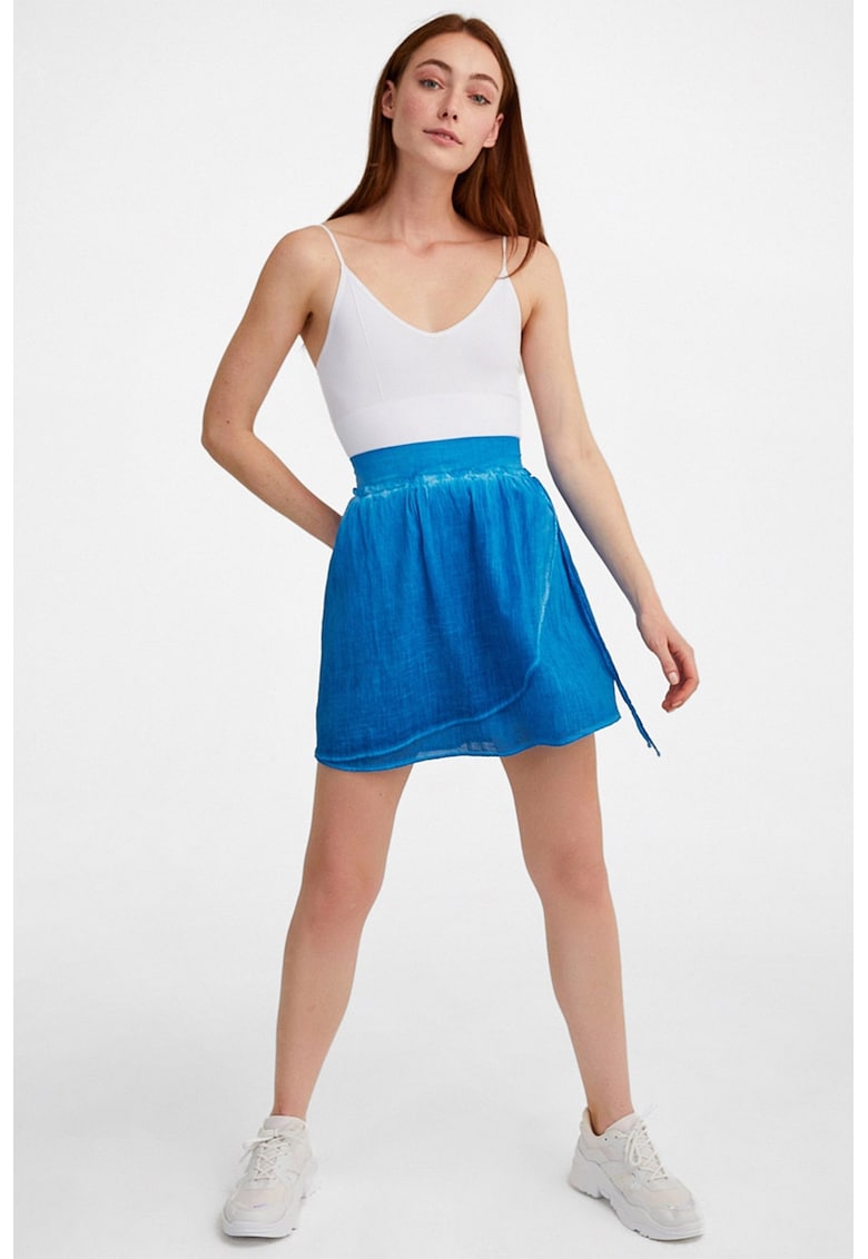 Fusta scurta din bumbac cu talie inalta