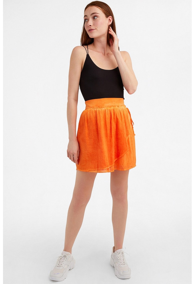 Fusta scurta din bumbac cu talie inalta