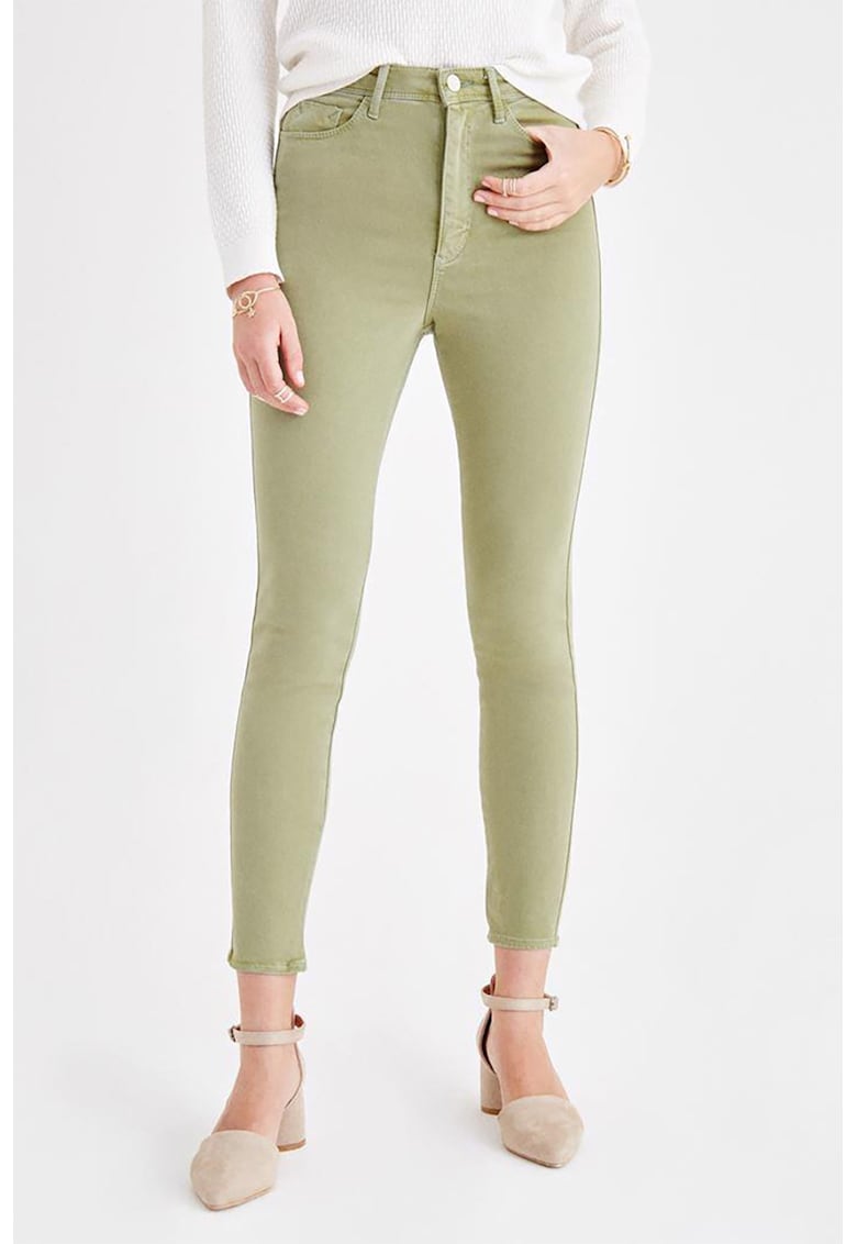 Pantaloni skinny din amestec de modal cu talie inalta
