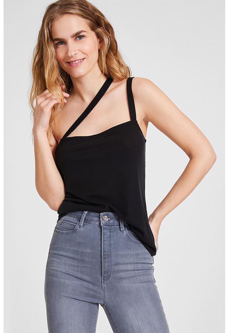 Top uni de lyocell - Negru