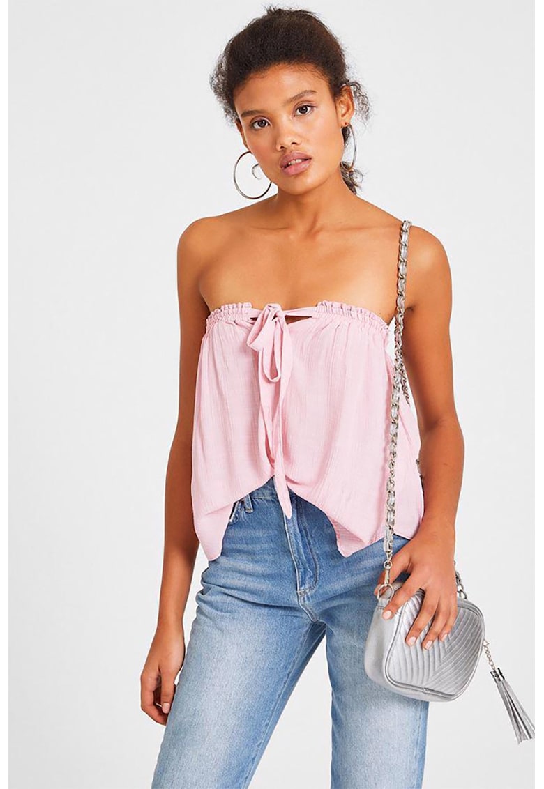 Top cu prindere cu snur pe partea din fata - fara bretele - Pastel