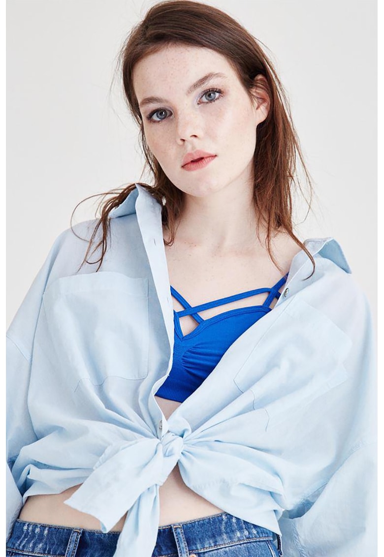 Oxxo Top crop uni - Albastru royal