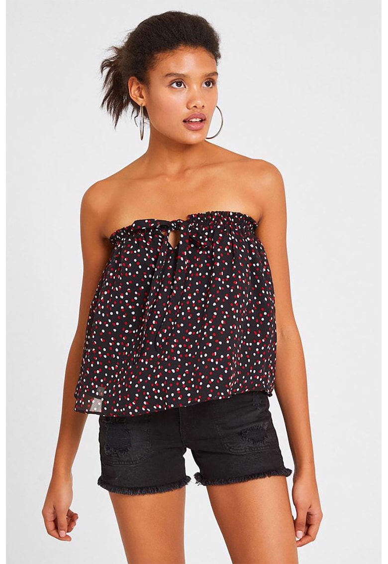 Bluza vaporoasa fara maneci cu buline