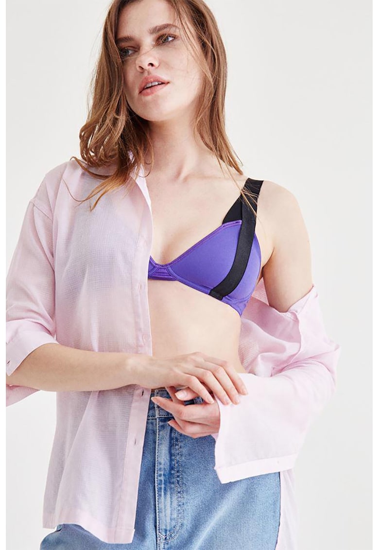 Sutien triunghiular - Negru/Ametist
