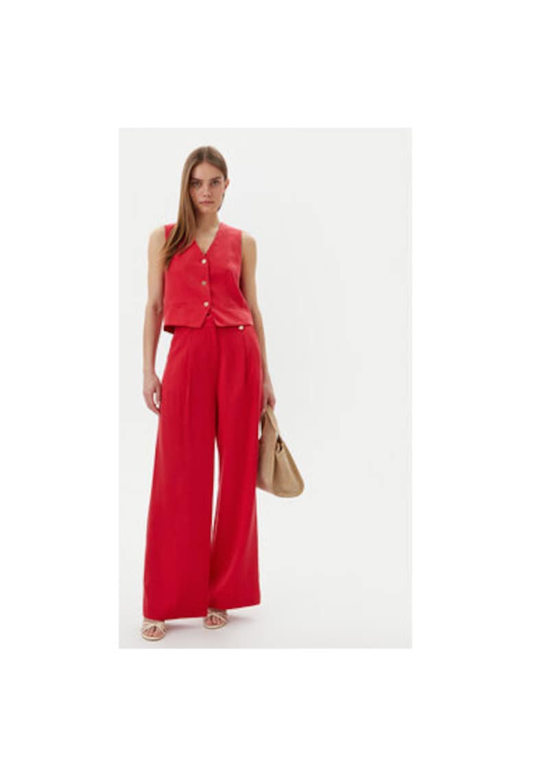 Pantaloni palazzo dama LS2514010 - Sintetic - XS INTL - Rosu Pantaloni palazzo dama LS2514010 - Sintetic - XS INTL - Rosu