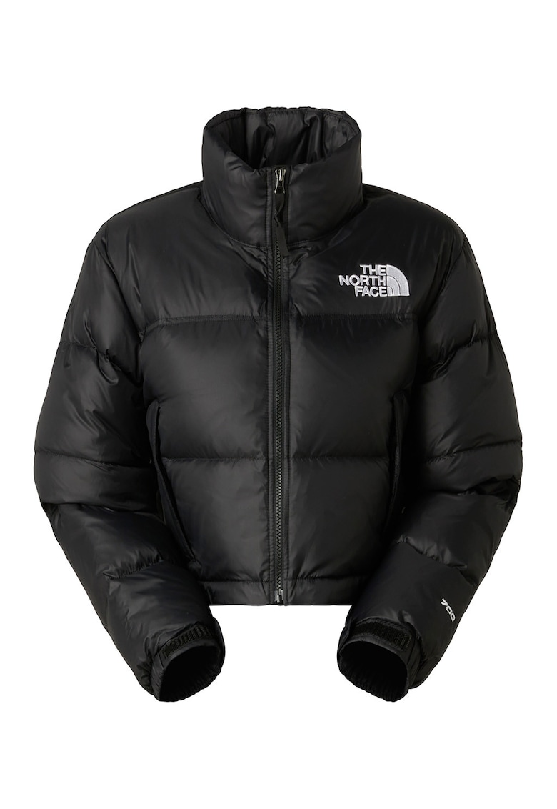 Geaca crop cu guler inalt