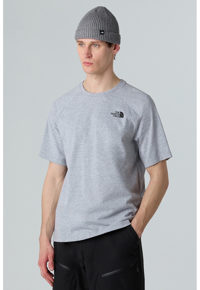 Tricou cu decolteu rotund - Gri deschis melange