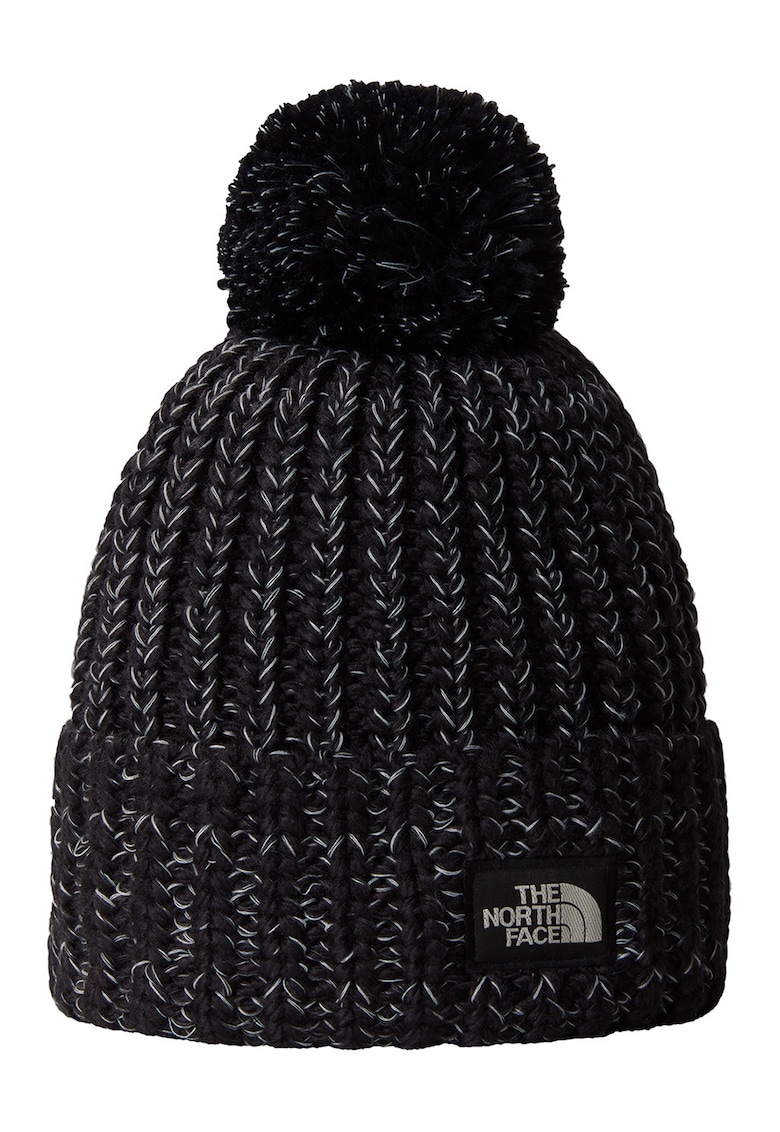 The North Face Caciula unisex cu ciucure si aplicatie logo - Alb/Negru