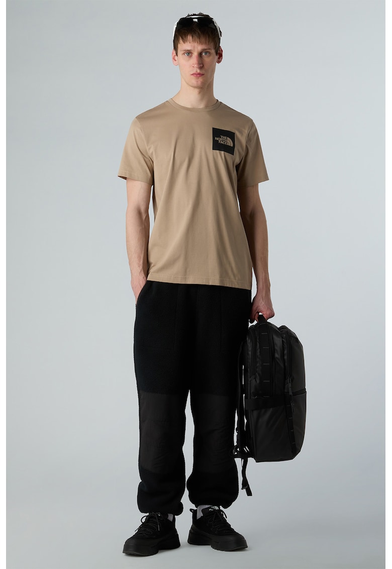 Tricou cu decolteu la baza gatului si logo pe piept - Bej