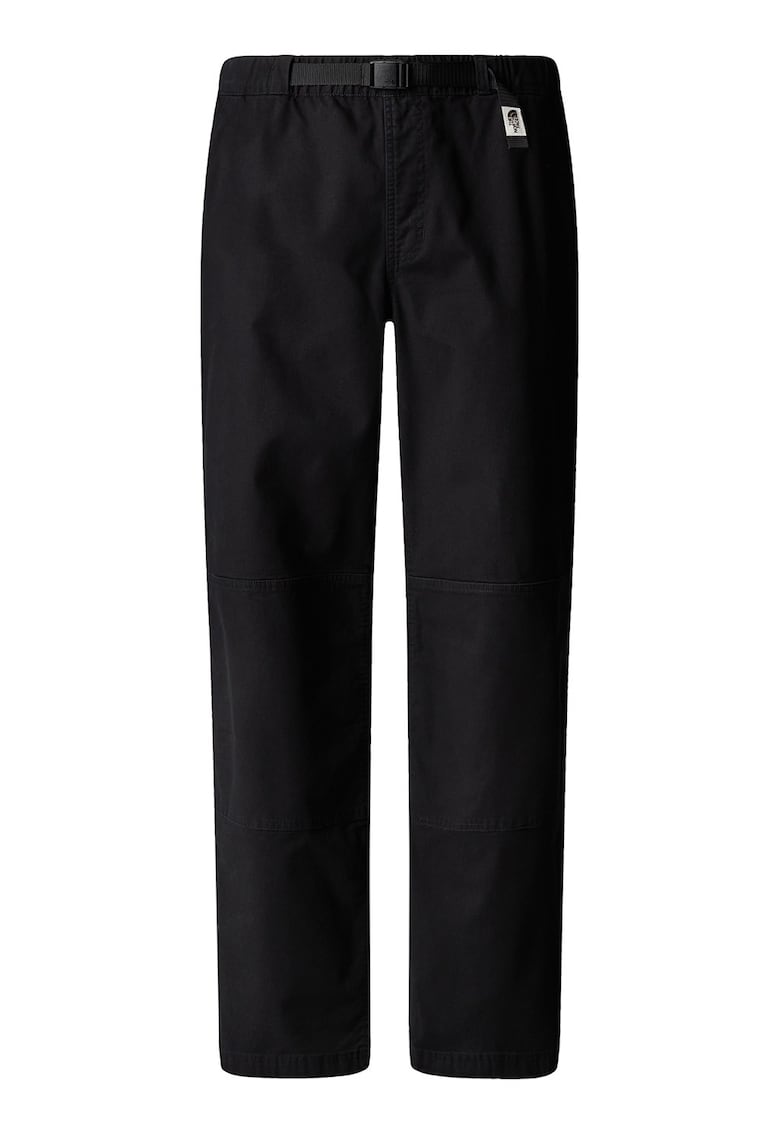 Pantaloni drepti cu curea in talie - Negru