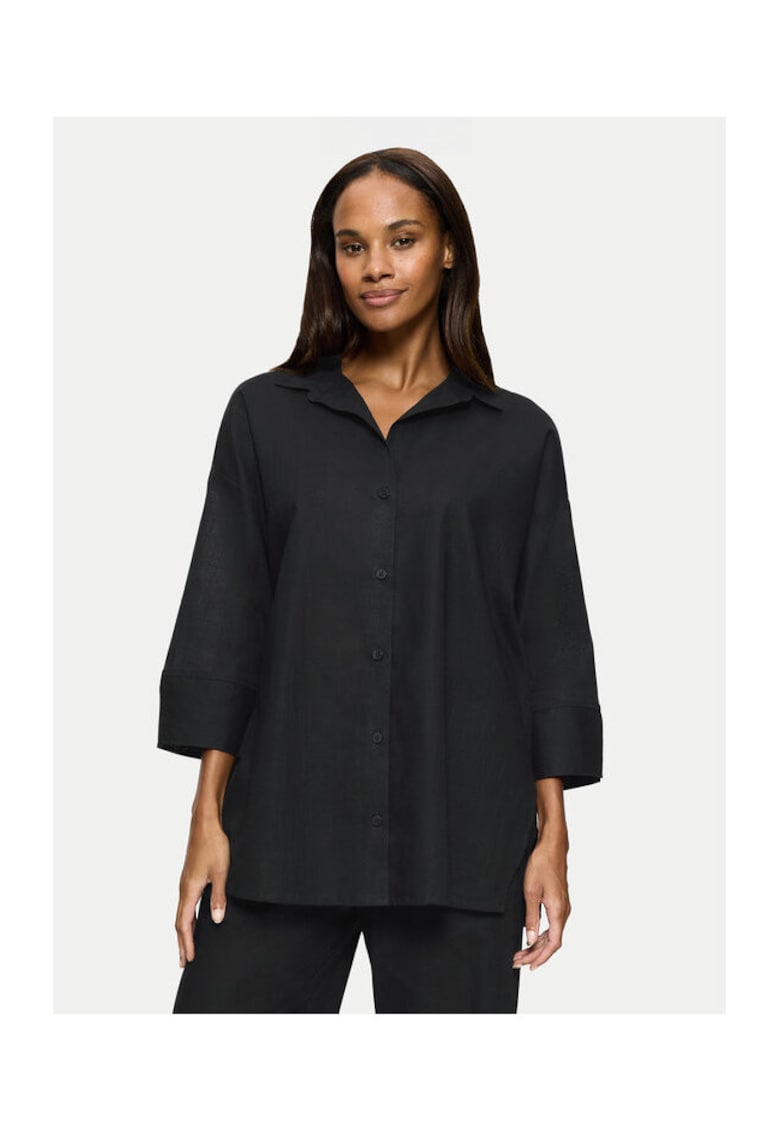 Camasa dama 10222569 - Bumbac - Verde - Negru